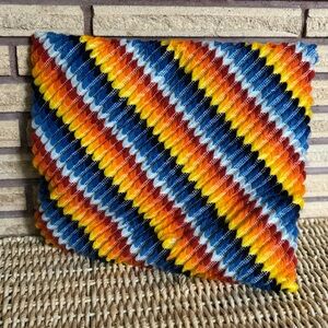 70's Bargello Striped Throw Cushion - 70's Throw Pillow - Bargello Accent Pillow
